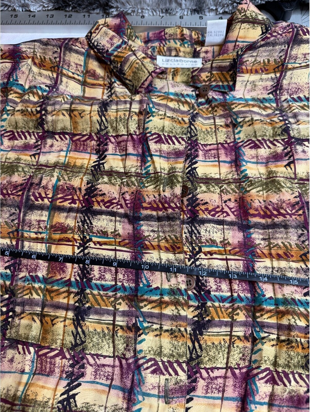 Liz Claiborne Vintage 100% Silk Short Sleeve Button-Up Shirt Size 12